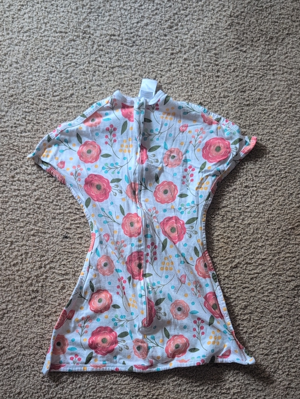 Floral Zip-Front Baby Sleep Sack in Pink and White